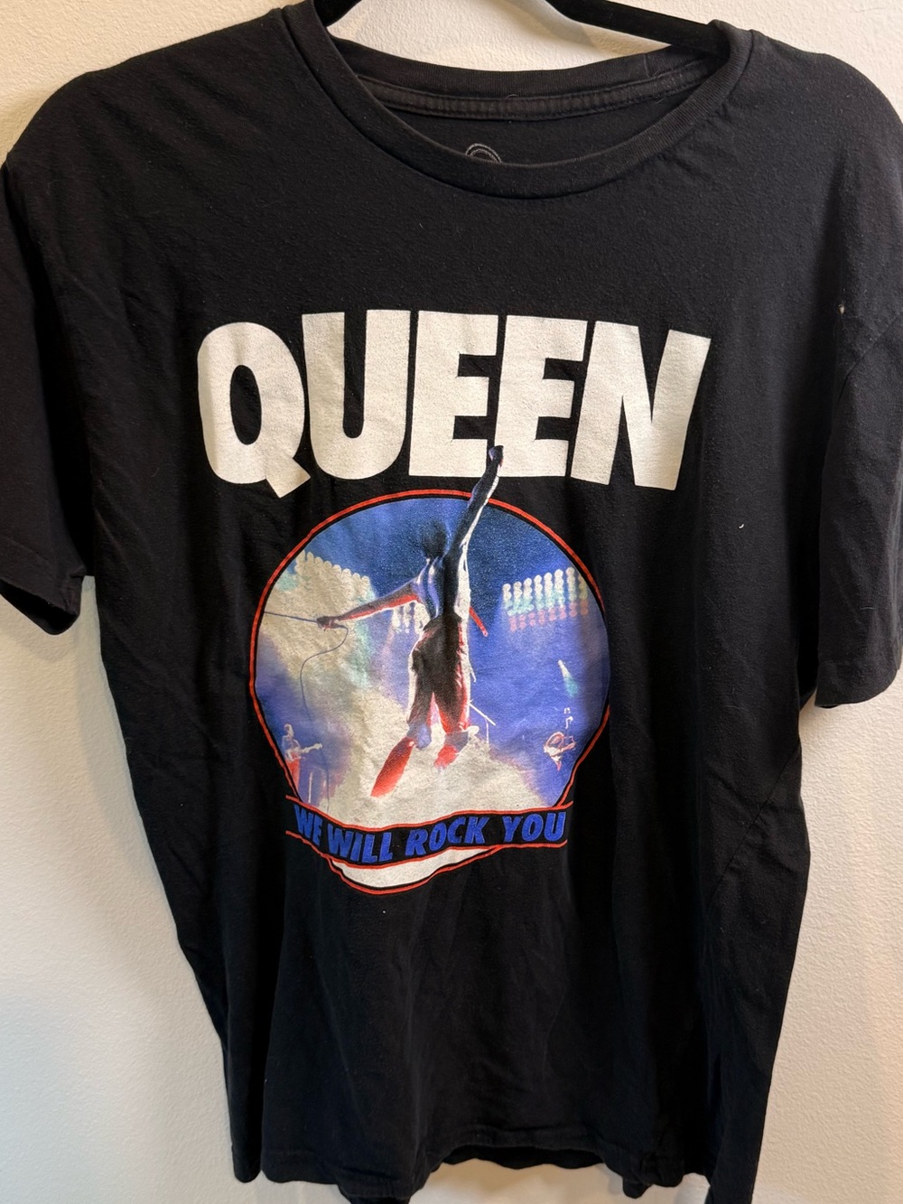 Queen We Will Rock You Graphic Band T-Shirt Black Unisex Rock Tee Size L